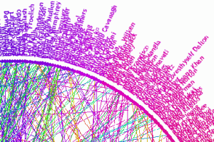 Section of a Facebook friend wheel