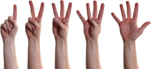 Hands counting one through five